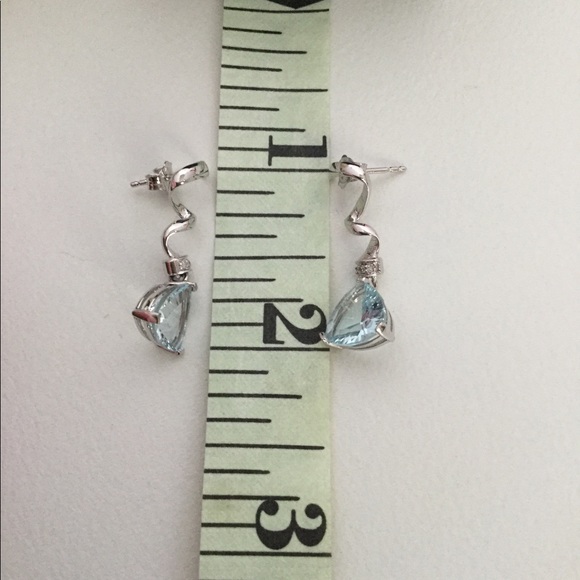 14k GOLD AQUAMARINE EARRINGS - Picture 3 of 6